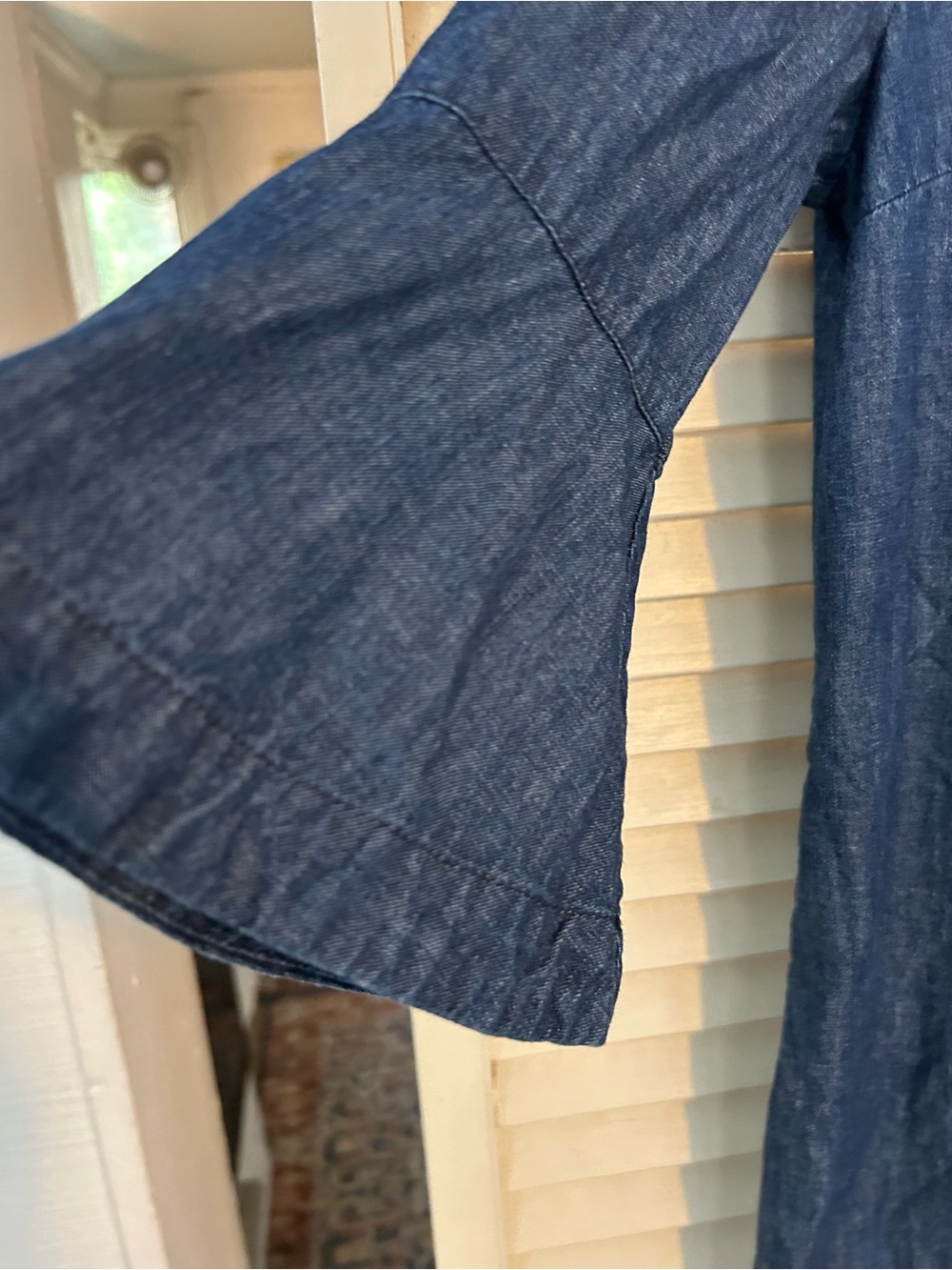 Draper James Dark Blue Ruffle Neck Shift Dress - Picture 3 of 7